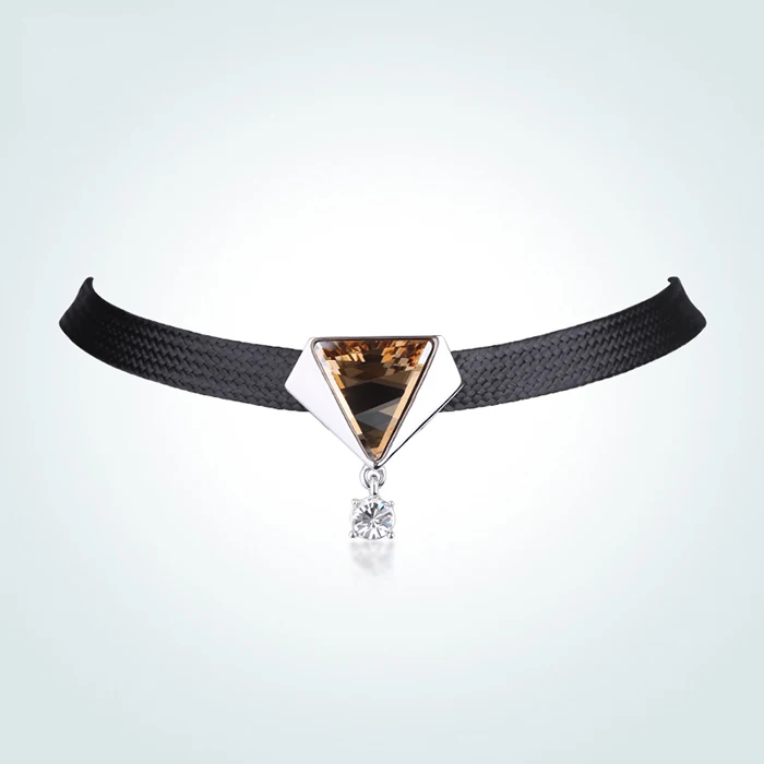 as picture Warme Farben Кристалл от Swarovski женское ожерелье барокко Черная веревка цепь ключицы колье ожерелье на шею сексуальные ожерелья - Цвет камня: as picture