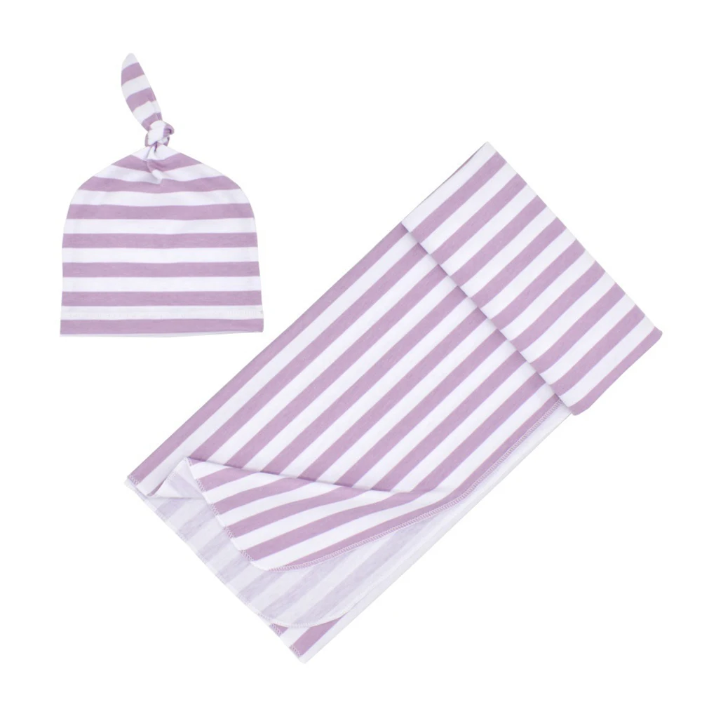 2PCS Fashion Soft Wrapping Infant Newborn Sleeping Swaddle Blanket Home Bedding Cute Beanie Bathing Baby Clothes Set Boy Girl