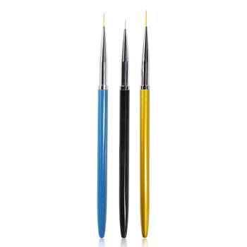 

CYSHMILY 3Pcs/Set 7/9/11mm Metal Nail Liner Brush 3D Tips DIY Acrylic Handle UV Gel Brushes Drawing Pen Nail Art Manicure Tools