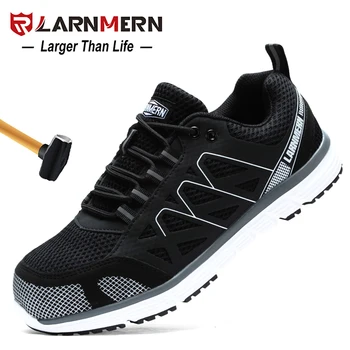 

LARNMERM Mens Safety Shoes Work Shoes Steel Toe Comfortable Lightweight Breathable Anti-smashing Non-slip Construction Shoes