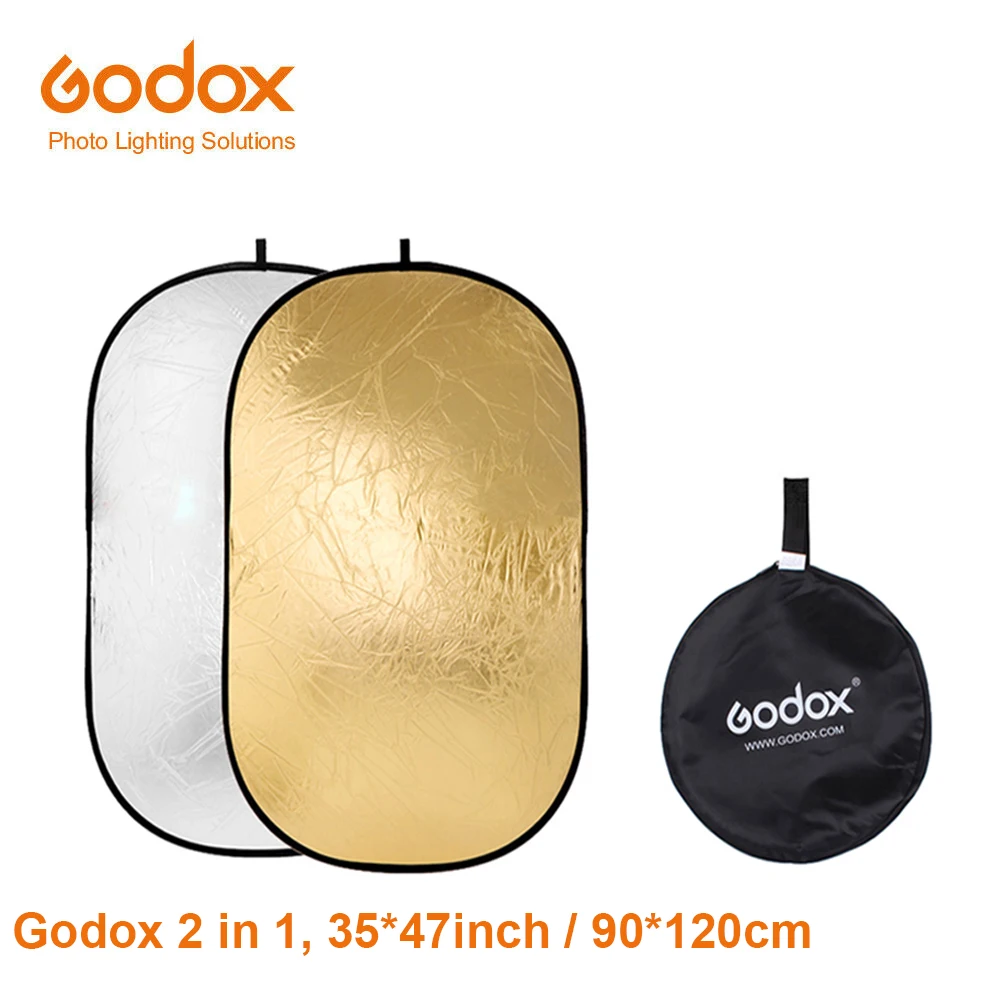 Портативный складной светильник Godox 35 &quot* 47&quot 90x120 см 2 в 1 овальный отражатель для
