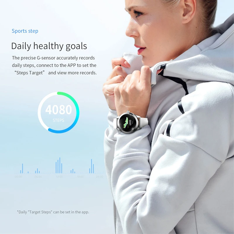 ESEED KW10 smart watch women IP68 waterproof fashion health heart rate monitor physiological remind smart watch Fitness Bracelet