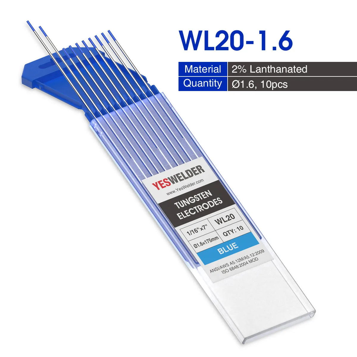 YESWELDER вольфрамовый электрод Профессиональный TIG стержень 1,0, 1,6, 2,4, 3,2, 4,0 мм для TIG сварочный аппарат/TIG фонарь - Цвет: WL20-1.6