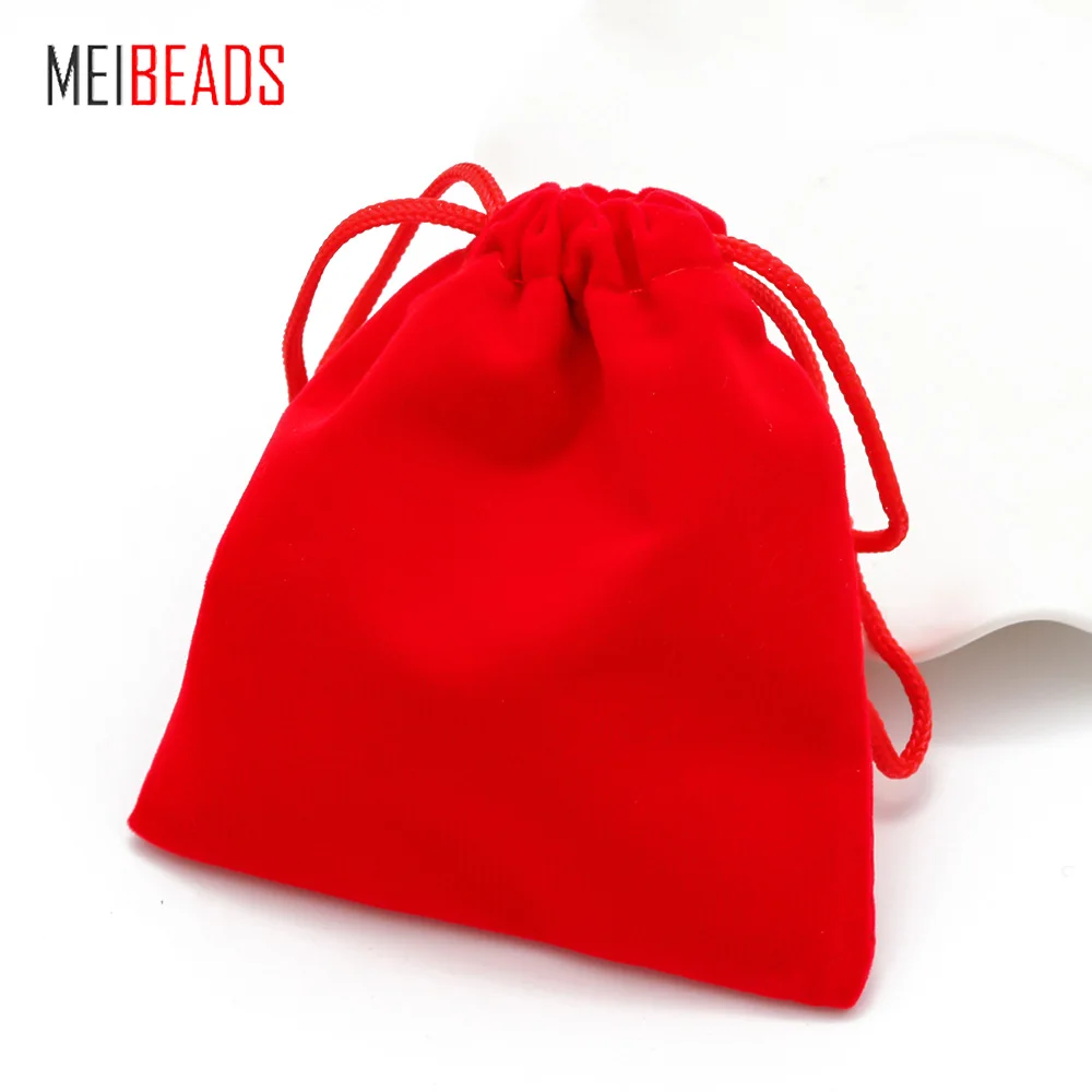 Meibeads 1 шт. 8*10 см красный бархатный мешочек на шнурке сумка для ювелирных изделий