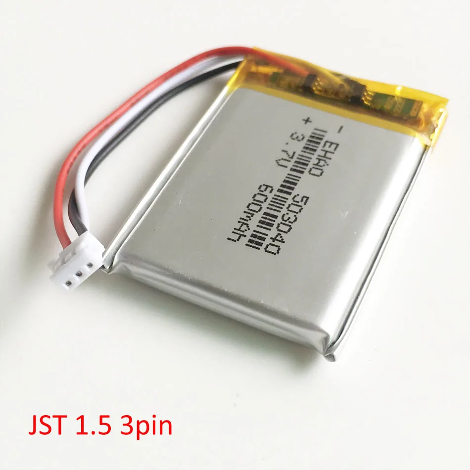 3,7 V 600 мА/ч, Батарея Перезаряжаемые 503040 JST ZH 1,5 мм 3-контактный разъем литий-полимерный Батарея для Mp3 dvd-камера gps bluetooth