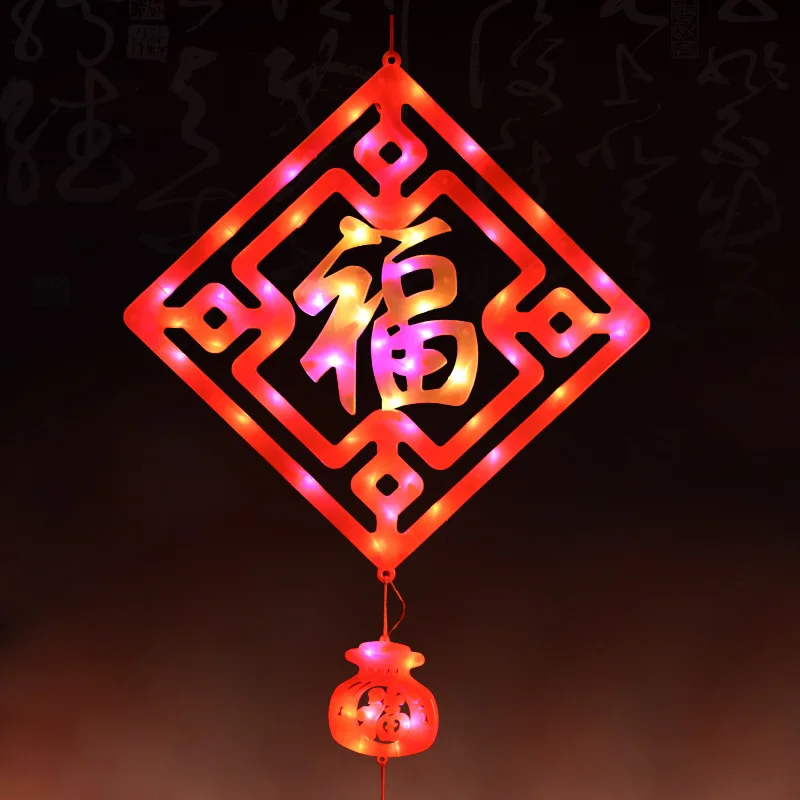 

LED Chinese Knot Lamp Decoration Festive Lucky Fu Character Knot Entrance House Protection Wall Hangers Spring Word Chinese Knot