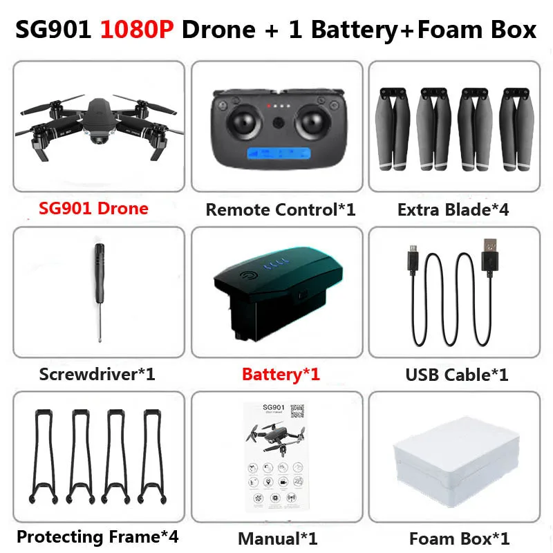 SG907 SG901 5G gps складной Профессиональный Дрон с двойной камерой 1080P 4K WiFi FPV широкоугольный Радиоуправляемый квадрокоптер Вертолет игрушка E502S - Цвет: SG901 1080P 1B F