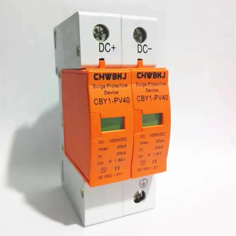 Dispositivo de Proteção contra Surtos 1000 2 p 20ka 4040ka Baixa Tensão Prendedor Casa Din Trilho Polos Protetor Dc1000v Spd dc 500 v 800