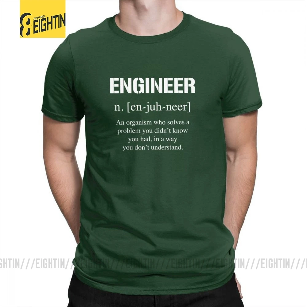 Футболки с надписью «Engineer Charm», мужские футболки с круглым вырезом и коротким рукавом, Забавные футболки из хлопка размера плюс для отдыха - Цвет: Forest Green