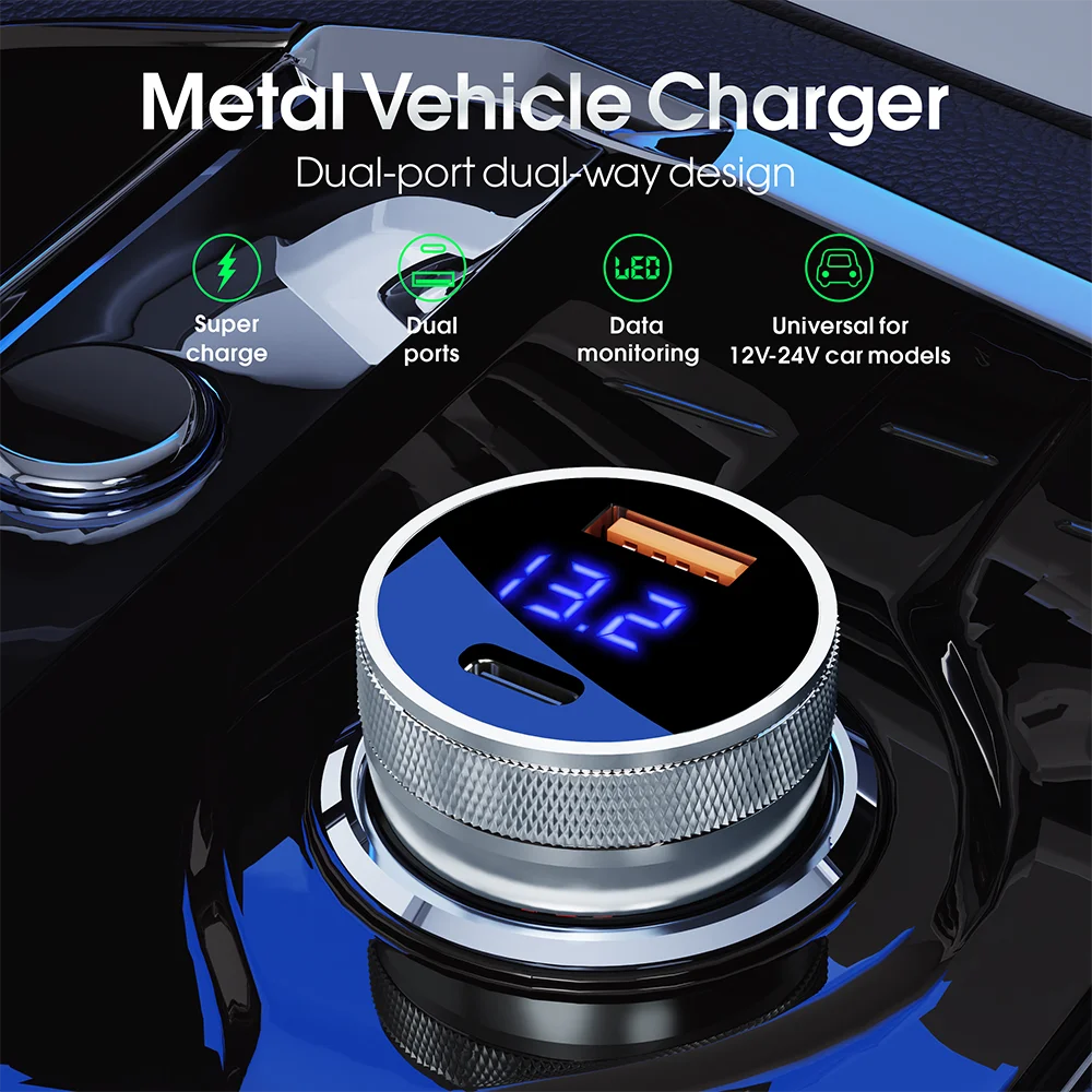 Vothoon USB Car Charger Quick Charge 3.0 Fast Charging Charger for iPhone 13 Samsung Huawei Type C QC PD Mobile Phone