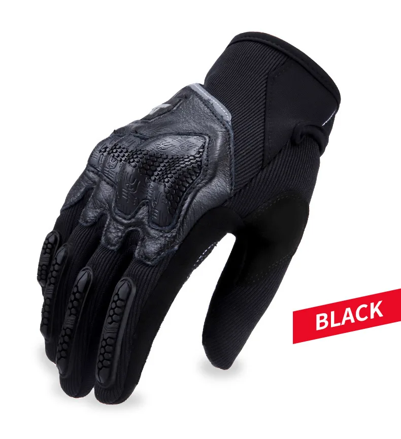 Полный палец moto rcycle перчатки сенсорный экран лампа-рефлектор moto s перчатки для верховой езды мужчины/женщины амортизация гонки guantes moto - Цвет: black