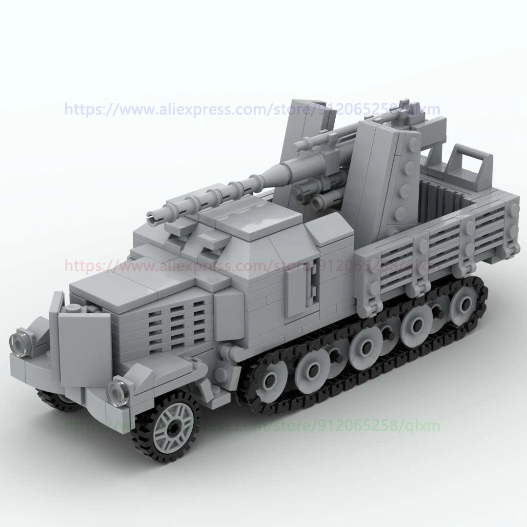 Военное оружие строительные блоки Selbstfahrlafette auf 18 тонн Zugkraftwagen фигурки солдат