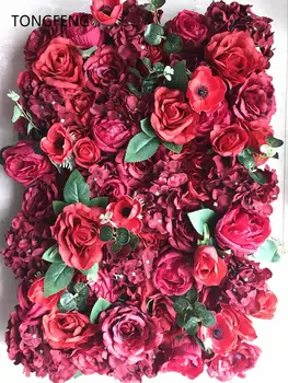 

Wedding 3D flower wall panel flower runner wedding Artificial silk rose peony wedding backdrop decoration 10pcs/lot TONGFENG
