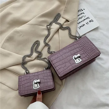 

Stone pattern Mini Flip Square bag 2020 Summer New Quality PU Leather Women's Designer Handbag Lock Chain Shoulder Messenger Bag