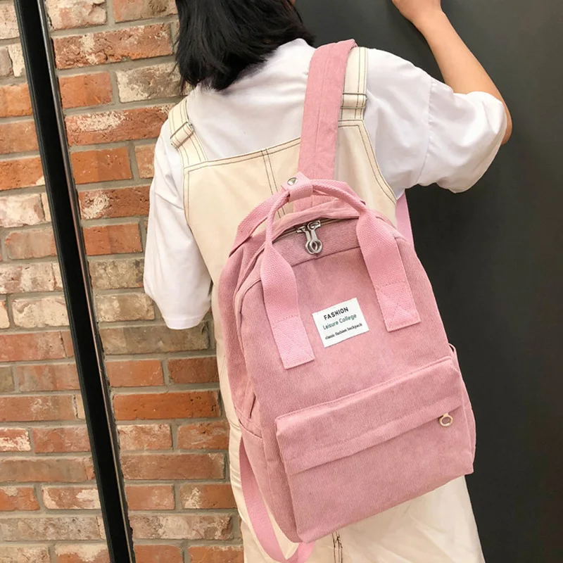 Модный женский рюкзак для девочек-подростков, женский рюкзак для колледжа, школьный рюкзак Harajuku, сумки на плечо, вельветовые дорожные рюкзаки