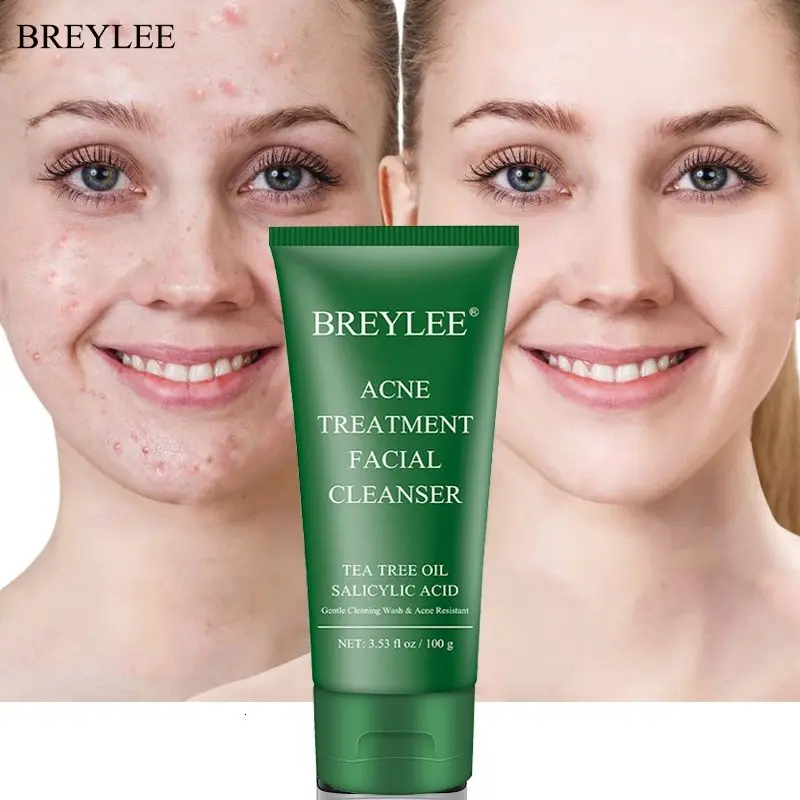 

BREYLEE Repair Acne Facial Cleanser Tea tree oil Treatment Acne Deep Cleaning Shrink Pores Oil Control Whitening Moisturizing