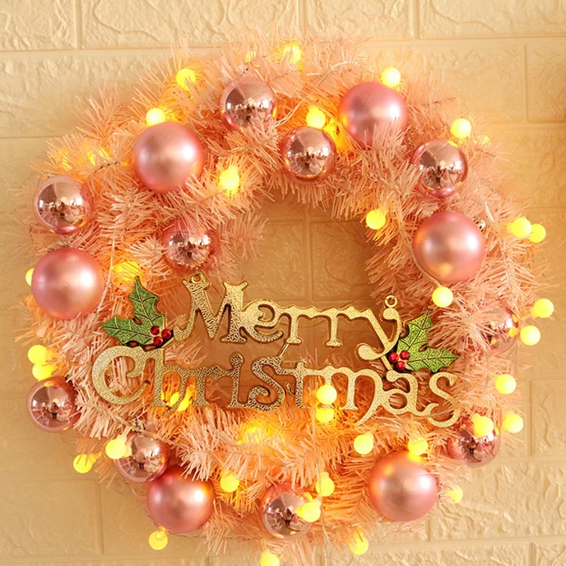 Christmas Garland 40cm Glitter DIY New Xmas Trees Ornament Wedding Decor Hanging Artificial Flower