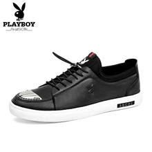 PLAYBOY Новая мужская обувь для ходьбы, кроссовки из натуральной кожи, красивые дорожные тренды, обувь для скейтбординга, черная теннисная Уличная обувь