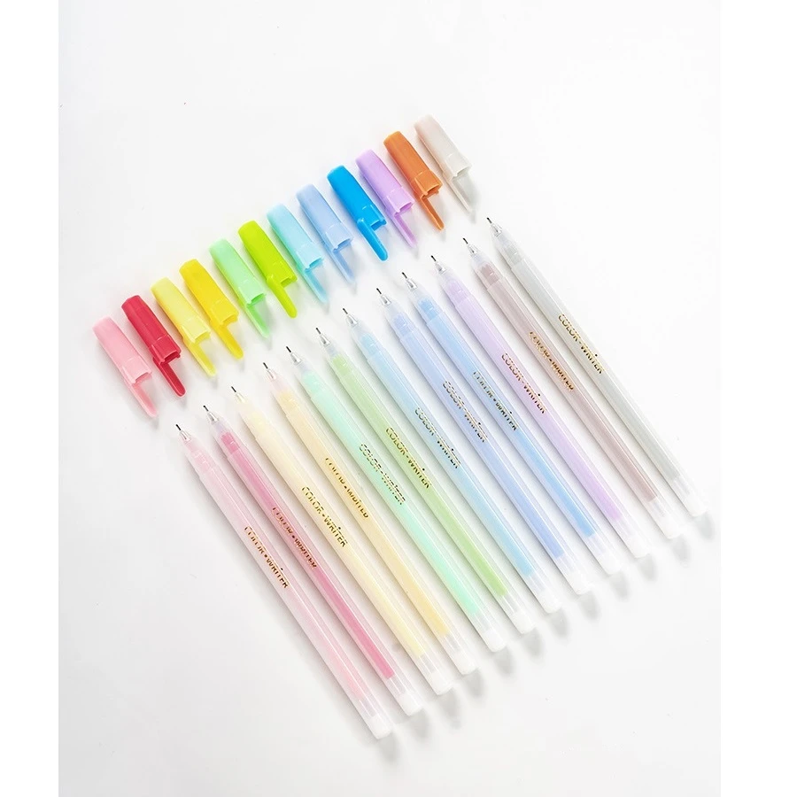 12pcs Jelly Color Fine Gel Pen Set 0.5mm Ballpoint Tip for Drawing