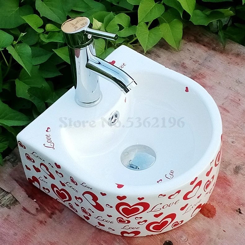 Taiwan Basin One Small Balcony Wash Basin Small Family Ceramic Floor-to-ceiling Wash Basin Bathroom Corner Hanging Basin