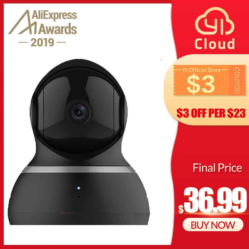 Buy YI Dome Camera 1080P Pan Tilt Zoom Wireless IP Security Surveillance System Complete 360 Degree Coverage Night Vision Black