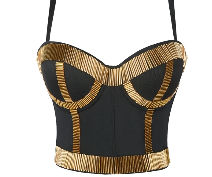 

European And American Japanese Korean High Fashion Ladies Sexy Vest Tops Night Club Wear Stage Performance Wear Tight Bra Tops