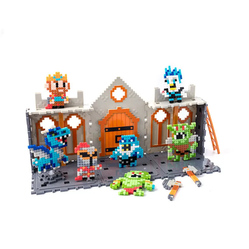 

Jane Dynamic Creative Water Mist Pixel World Building Blocks World Castle Gift Box No Ironing Educational Toy