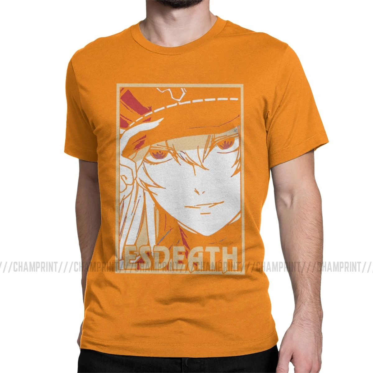 Esdeath Акаме Ga Kill Футболка Мужская хлопковая футболка ночной рейд Топы аниме Tatsumi Elfen Lied Hellsing футболка с коротким рукавом - Цвет: Оранжевый