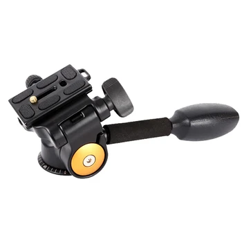 

QINGZHUANGSHIDAI Q08 3-Way Fluid Head Rocker Arm Video Tripod Ball Head Plate for DSLR Camera Tripod Monopod