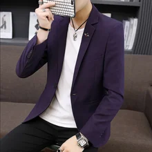 Осенний Модный деловой Мужской приталенный Блейзер высокого качества мужской блейзер на одной пуговице
