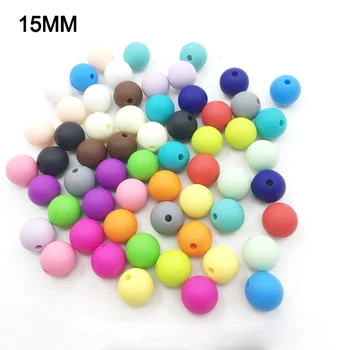 

100pieces/lot 15MM Round Shape Multicolor Silicone Beads For Baby Teething Jewelry Necklace Bracelet Silicone Teether