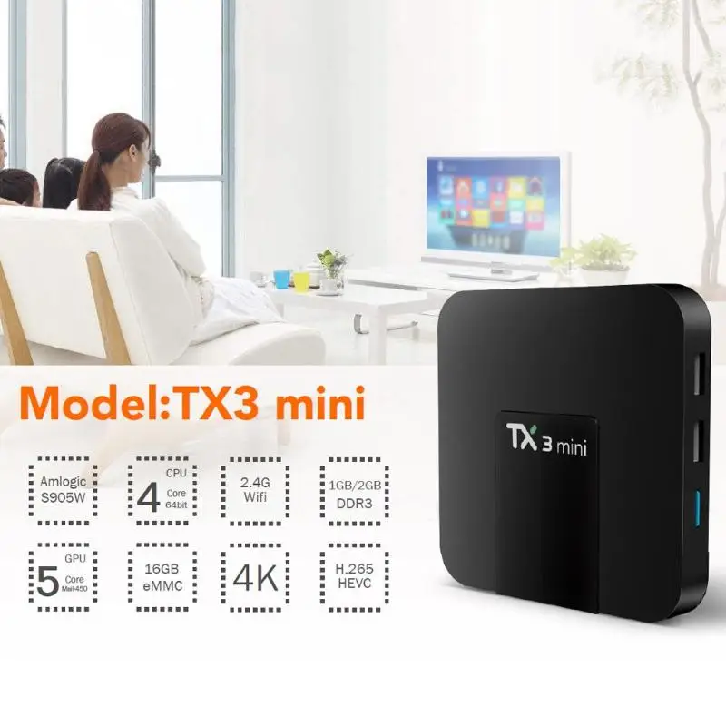 

Smart TV Box Android 7.1 Amlogic S905W Quad Core 1GB RAM 8GB ROM WIFI 4K H2.65 TV Set Top Box Media Player Support U disk USB HD