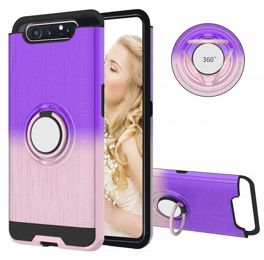 360 ° вращающийся кольцевой чехол для samsung Galaxy A20 A30 A40 A50 A505 A30S A50S A70 A80 A90 A10s противоударный 2 в 1 чехол для телефона - Цвет: purple rose gold