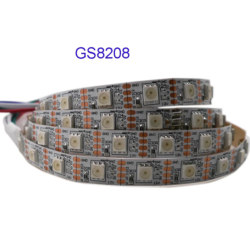 1m/3m/5m GS8208 smart pixel led strip;WS2811 Updated,DC12V,30/60/144 pixels/leds/m;IP30/IP65/IP67,Black/White PCB,5050 SMD RGB