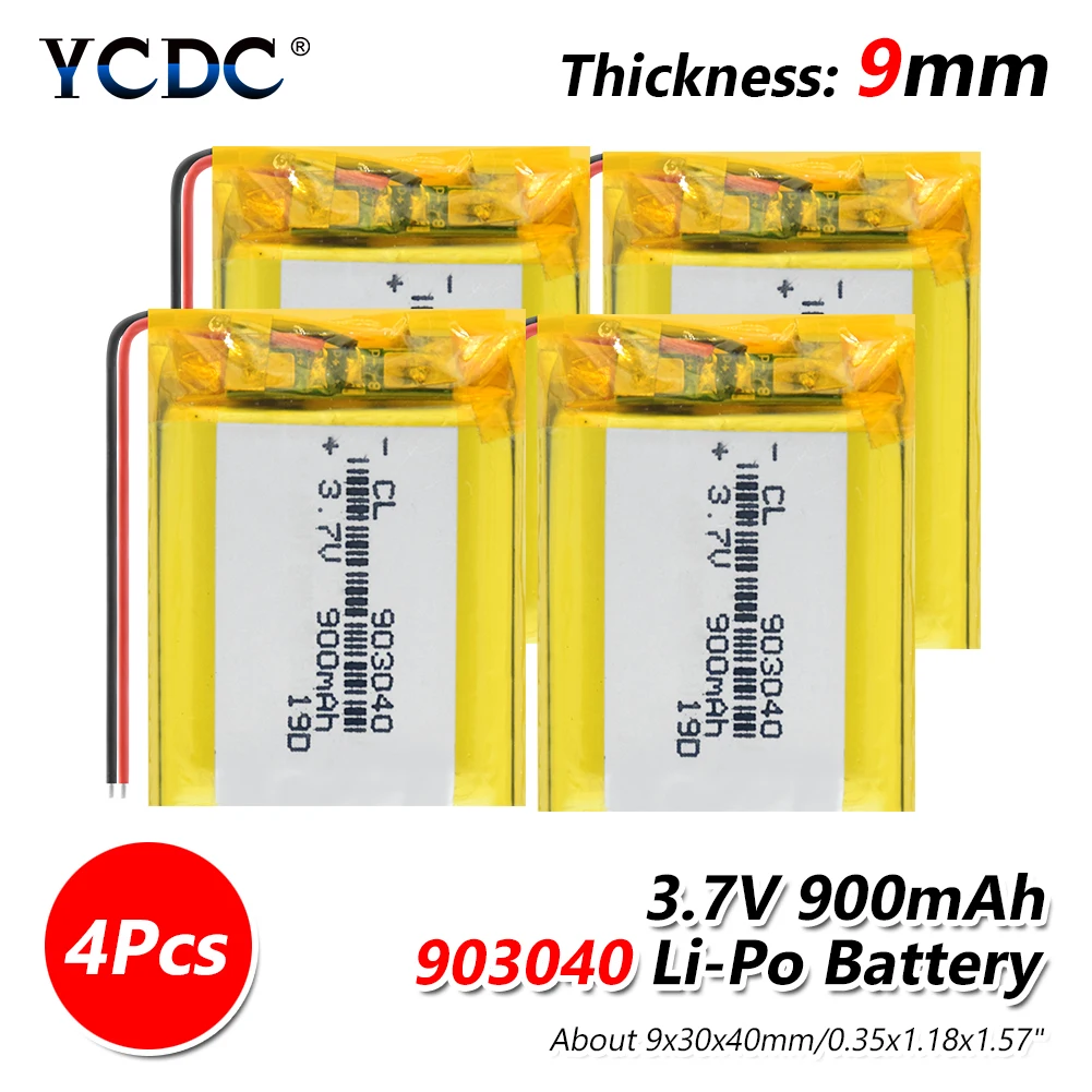 1/2/4 шт. 903040 3,7 V 900mAh литий-полимерный аккумуляторная батарея для MP3 gps навигатор DVD рекордер гарнитура электронная книга камеры