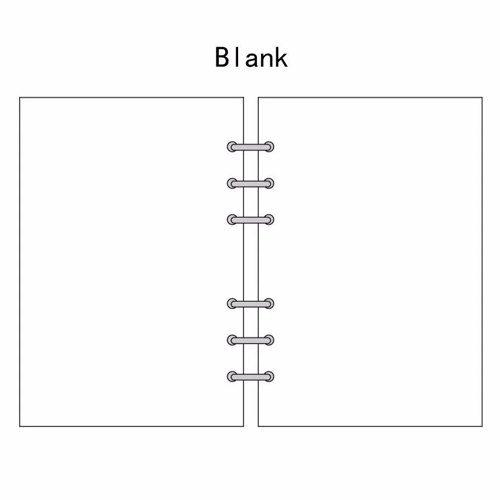 Blank A5/A6/A7 планировщик, дневник, вставка, запасной лист, расписание, органайзер, план, 45 листов, бумага для заметок, 6 отверстий, спираль, связывающая точка, сетка - Цвет: Blank
