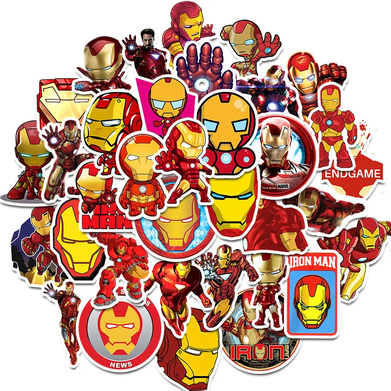 

35Pcs Marvel Avengers Heroes Iron Man Stickers for DIY Sticker on Luggage Laptop Bicycle Fridge Car Skateboards