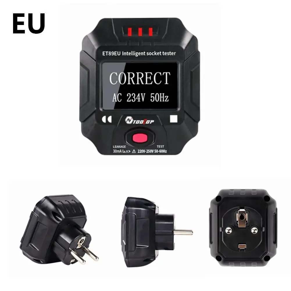 

ET89EU ET89US Intelligent Socket Outlet Tester With LCD Display Socket Tester Voltage Detector For Home Appliance Testing