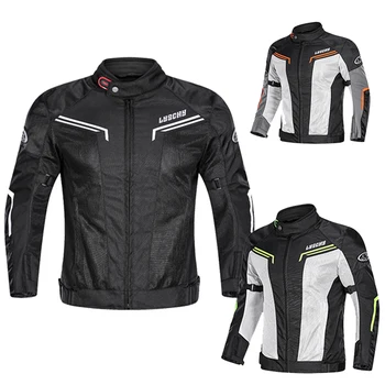 

LYSCHY Large Size Summer Motorcycle Jacket breathable Motocross Racing Riding Jacket Waterproof Jaqueta Motoqueiro Men Black 4XL