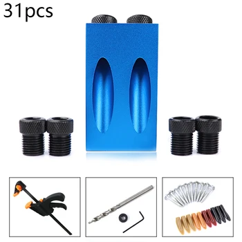 

6/8/10mm Angle Drill Guide Set Hole Puncher Locator Jig Drill Bit Set For DIY Carpentry Tools Woodworking Pocket Hole Jig Kit