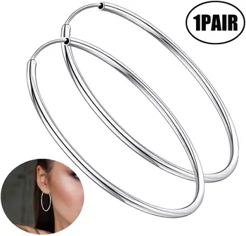 

Lvcky 925 Sterling Silver Hoops Diamond Cut Round Circle Lightweight Hoop Earrings Jewelry Gifts for Women Girl