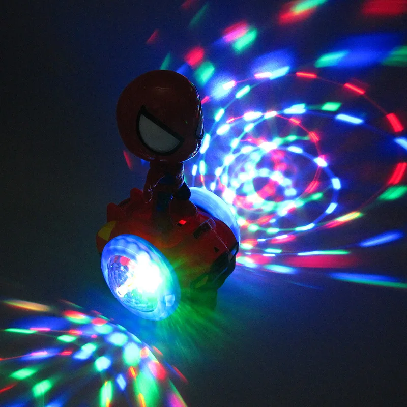 Мультяшный Электрический вращающийся на 360 градусов Человек-паук Капитан Америка Модель Кукла игрушка Баланс музыка освещение автомобиль Детский подарок