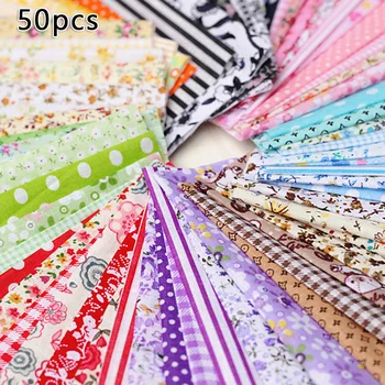 

50Pcs 25x25cm Cotton Fabric Cloths DIY Printed Sewing Patchwork Fabrics For Making Bag Underwear Pajamas