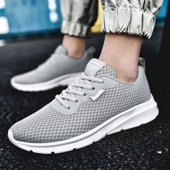 

2020 Summer New Mesh Shoe Breathable Sneakers Men Casual Shoes Lightweight Comfortable High Quality Gray Large Size Shoes 39-48
