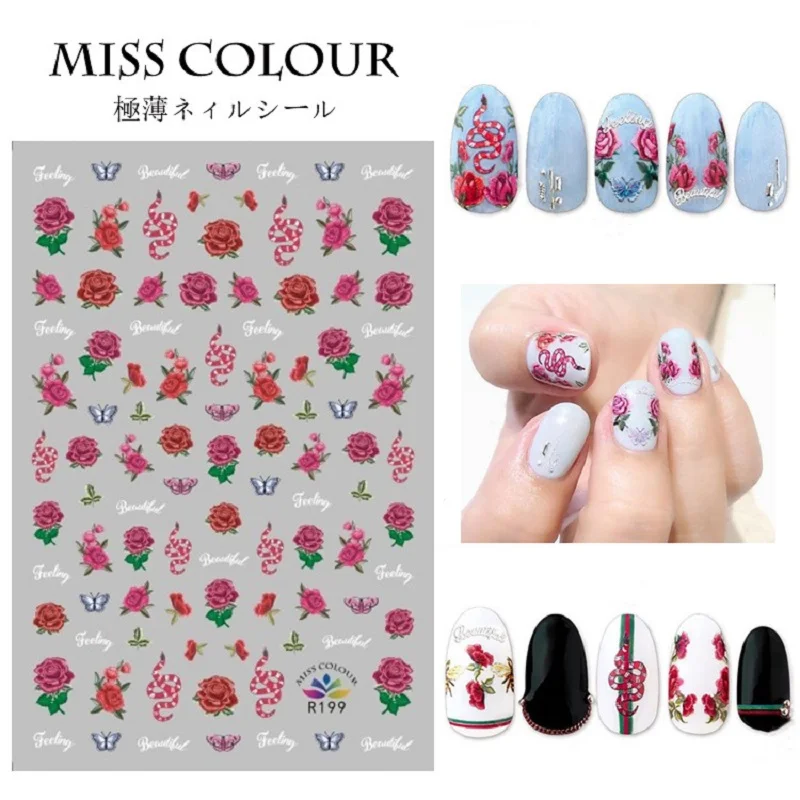 

10pcs Water Nail Decal and Sticker Flower letter Color Simple Spring DIY Slider for Manicure Nail Art Watermark Manicure N