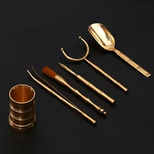 Двойной 11 чай кунг-фу, есть части, чистая медь, чайная церемония, шесть джентльменских костюмов, чайный нож, поступление, чайная бочка