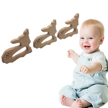 

Baby Teether Animal Deer Shaped Teething Nursing Natural Wooden Toy Organic Chew