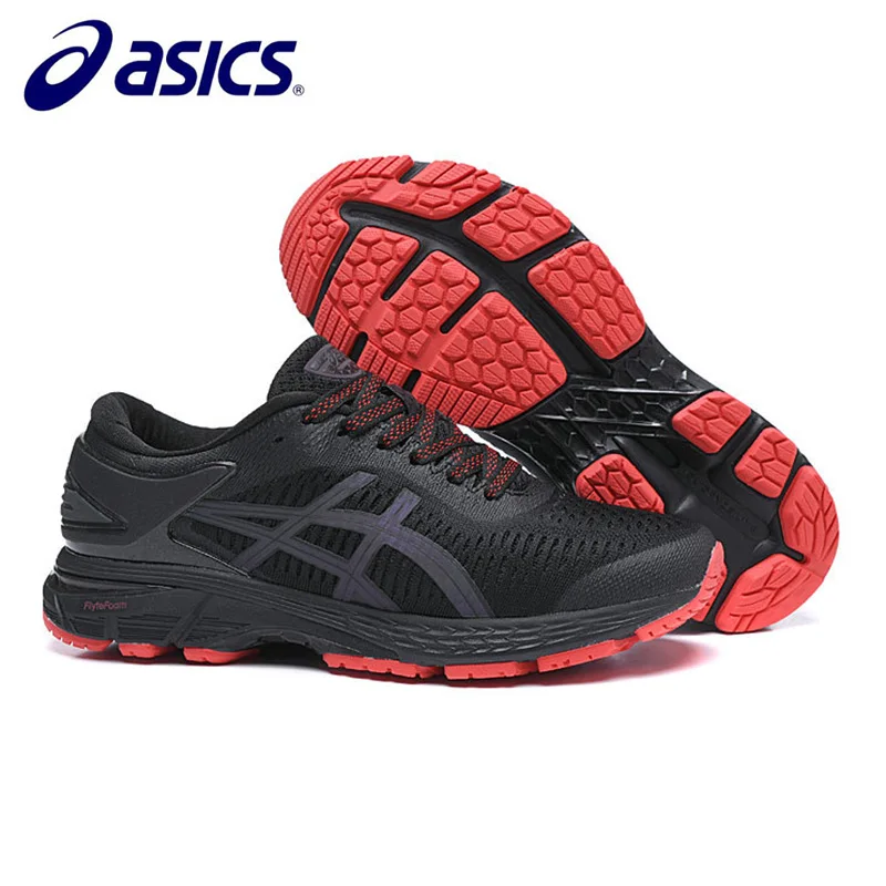 ASICS Gel Kayano 25 оригинальные мужские кроссовки Asics мужские кроссовки дышащая Спортивная обувь кроссовки гель Kayano - Цвет: Black-Red