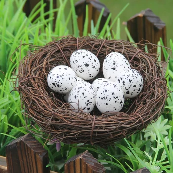 

Handmade Rattan Bird Nest Easter Simulation Vintage Vine Nest Props Country Style Mini Party Crafts For Home Garden 6-20cm