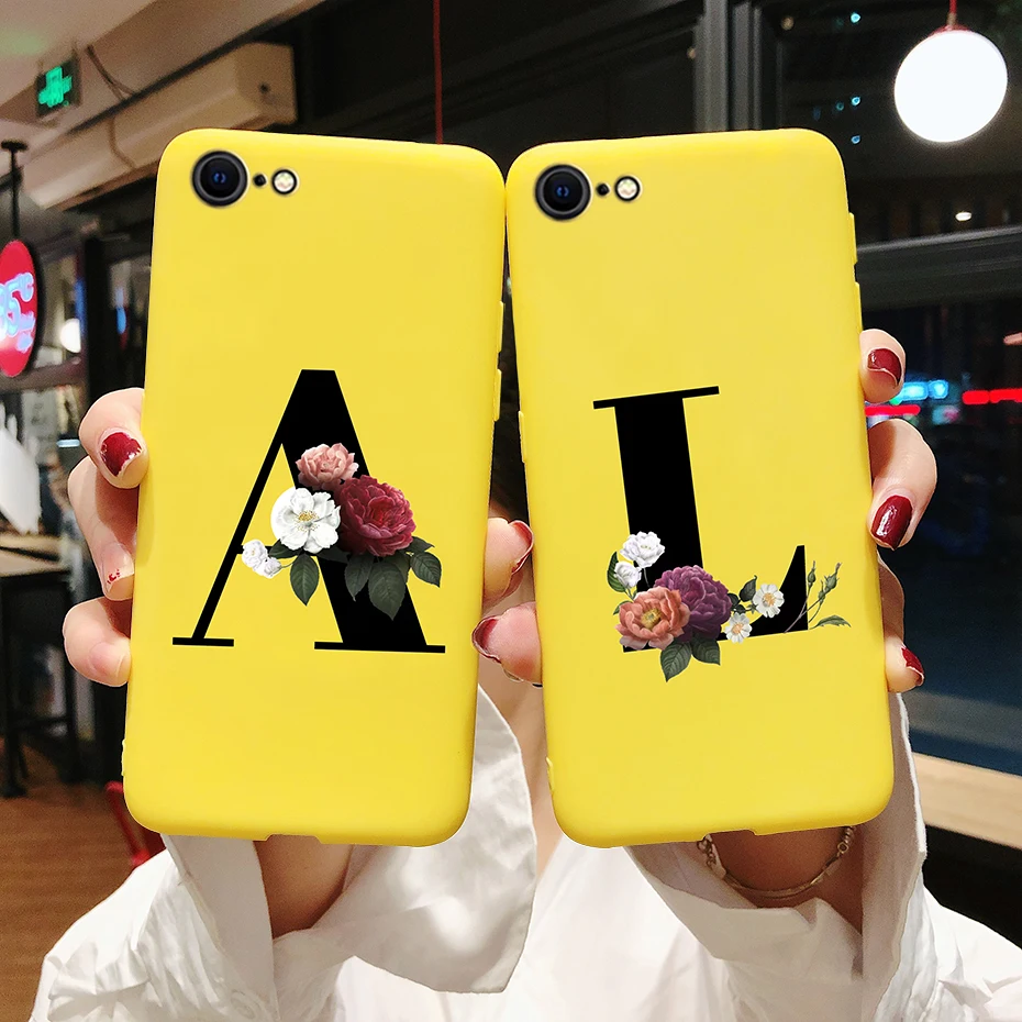 Alphabet Flower Silicone Phone Case – Soft, Stylish Bumper Cover